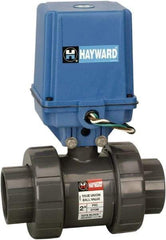 Hayward - 3/4" Pipe, 250 psi WOG Rating, PVC Electric Actuated Ball Valve - EPDM Seal, Full Port, 250 WSP Rating - Best Tool & Supply