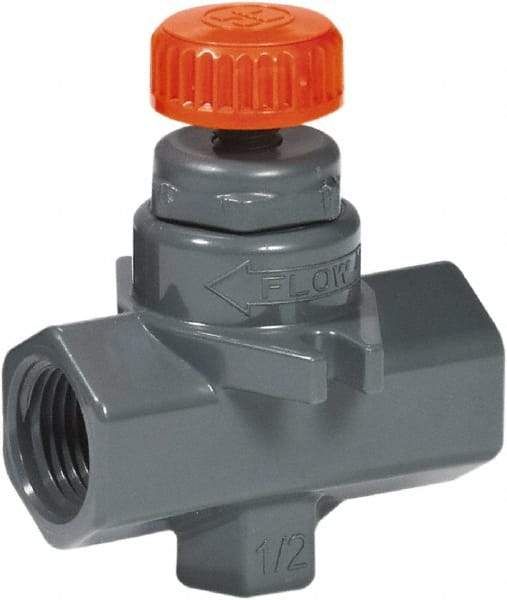 Hayward - 1/4" Pipe, Inline Needle Valve - FPM Seal, Threaded Ends, Grade GFPP per ASTM D4101 Polypropylene Valve, 150 Max psi - Best Tool & Supply