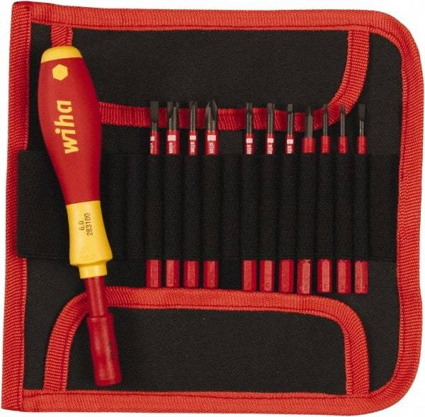 Wiha - 12 Piece, 1/4" Drive Screwdriver Insulated Bit Set - #2 Phillips, T8 to T20 Torx - Best Tool & Supply