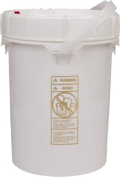 Made in USA - 5 Gal, High-Density Polyethylene Round White Single Pail - Handle & Lid Included - Best Tool & Supply