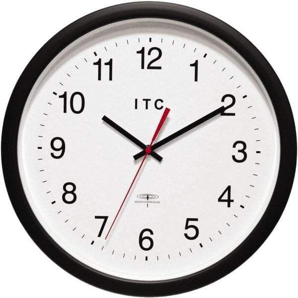 Infinity Insttruments - 13-3/4 Inch Diameter, White Face, Dial Wall Clock - Analog Display, Black Case, Runs on AA Battery - Best Tool & Supply