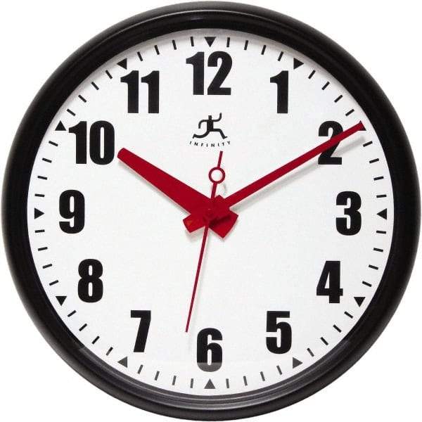 Infinity Insttruments - 13-1/2 Inch Diameter, White Face, Dial Wall Clock - Analog Display, Black Case, Runs on AA Battery - Best Tool & Supply