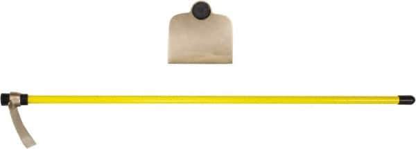 Ampco - 6-1/2" High x 7-3/4" Wide Square Aluminum Bronze Hoe - 55" Long Fiberglass Straight Handle, No Step - Best Tool & Supply