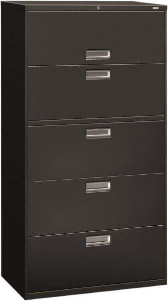 Hon - 36" Wide x 67" High x 19-1/4" Deep, 5 Drawer Roll-Out, Roll-Out Posting - Steel, Charcoal - Best Tool & Supply