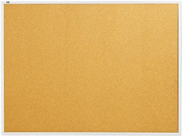 Quartet - 48" Wide x 36" High Open Cork Bulletin Board - Natural Cork over Fiberboard, Aluminum Frame - Best Tool & Supply