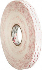 3M - 1/2" x 36 Yd Acrylic Adhesive Double Sided Tape - 45 mil Thick, White, Acrylic Foam Liner, Continuous Roll, Series 4950 - Best Tool & Supply