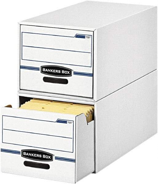 BANKERS BOX - 1 Compartment, 12 Inch Wide x 23 Inch Deep x 10 Inch High, File Storage Box - Corrugated, White and Blue - Best Tool & Supply