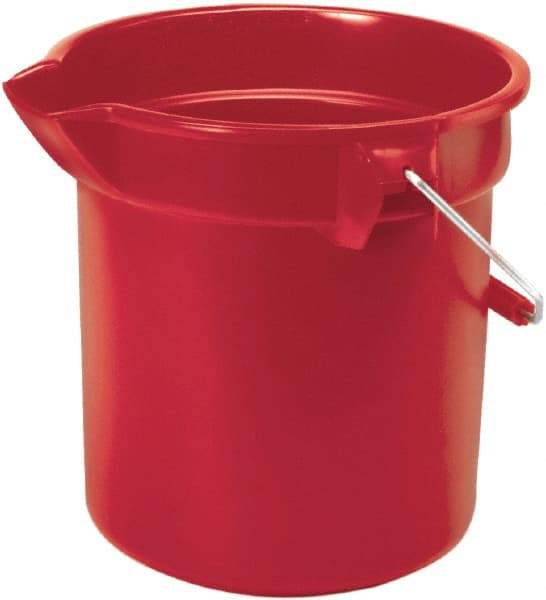 Rubbermaid - 10 Qt, 260.35mm High, High-Density Polyethylene Round Red Single Pail - Handle Included, 10-1/2" Top Diam - Best Tool & Supply