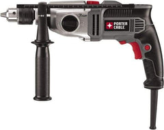 Porter-Cable - 120 Volt 1/2" Keyed Chuck Electric Hammer Drill - 0 to 52,700 BPM, 0 to 1,100 & 0 to 3,100 RPM, Reversible, Mid-Handle - Best Tool & Supply