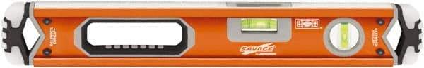 SAVAGE by SWANSON - 18" Long 3 Vial Box Beam Level - Aluminum, Orange - Best Tool & Supply