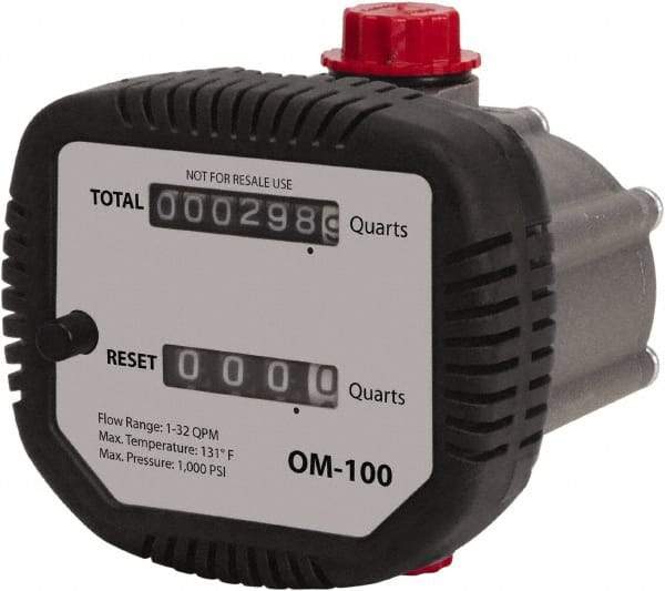 PRO-LUBE - 1/2" FNPT Port Oval Gear Flowmeter with Local Display - 1000 Max psi, 0.3 to 8 GPM, Aluminum - Best Tool & Supply