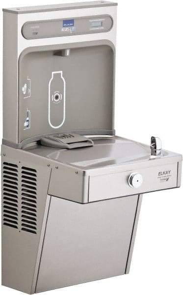 ELKAY - 8 GPH Cooling Capacity Barrier Free Wall Mounted Water Cooler & Fountain - Bottle Filling, 20 to 105 psi, 0.20 hp, Stainless Steel - Best Tool & Supply