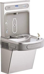 ELKAY - 8 GPH Cooling Capacity Barrier Free Wall Mounted Water Cooler & Fountain - Bottle Filling, 20 to 105 psi, 0.20 hp, Stainless Steel - Best Tool & Supply