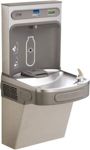 ELKAY - 8 GPH Cooling Capacity Barrier Free Wall Mounted Water Cooler & Fountain - Bottle Filling, 20 to 105 psi, 0.20 hp, Stainless Steel - Best Tool & Supply