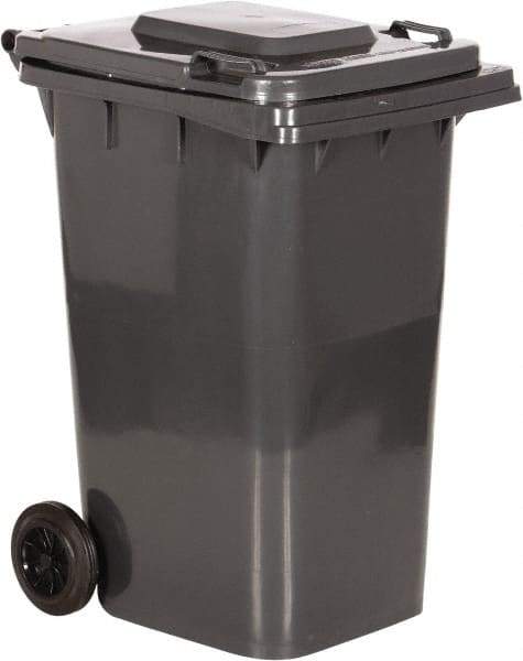 Vestil - 64 Gal Gray Rectangle Trash Can - Polyethylene, None Graphic, 39-15/16" High x 28-1/2" Long x 23-1/2" Wide, Lid Included - Best Tool & Supply