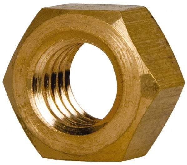 Value Collection - 7/16-14 UNC Brass Right Hand Hex Nut - 11/16" Across Flats, 3/8" High, Brass Finish - Best Tool & Supply