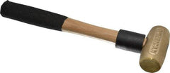 American Hammer - 1 Lb Head 1-1/8" Face Brass Head Hammer - 12" OAL, Wood Handle - Best Tool & Supply