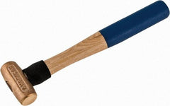 American Hammer - 1 Lb Head 1-1/8" Face Bronze Nonmarring Hammer - 12" OAL, Wood Handle - Best Tool & Supply