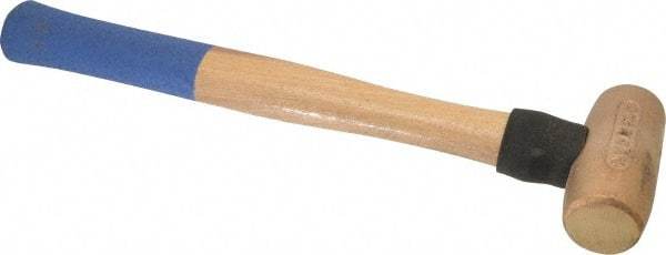 American Hammer - 3 Lb Head 1-1/2" Face Bronze Nonmarring Hammer - 15" OAL, Wood Handle - Best Tool & Supply