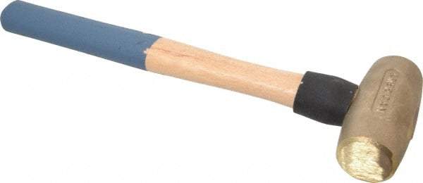 American Hammer - 4 Lb Head 1-5/8" Face Bronze Nonmarring Hammer - 16" OAL, Wood Handle - Best Tool & Supply