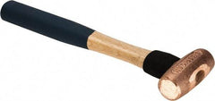 American Hammer - 1-1/2 Lb Nonsparking Copper Head Hammer - 12" OAL, 2-3/4" Head Length, 1-3/8" Face Diam, 12" Hickory Handle - Best Tool & Supply