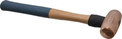 American Hammer - 3 Lb Nonsparking Copper Head Hammer - 15" OAL, 4" Head Length, 1-1/2" Face Diam, 15" Hickory Handle - Best Tool & Supply