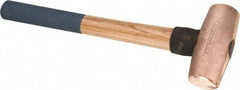 American Hammer - 5 Lb Nonsparking Copper Head Hammer - 16" OAL, 5" Head Length, 1-3/4" Face Diam, 16" Hickory Handle - Best Tool & Supply