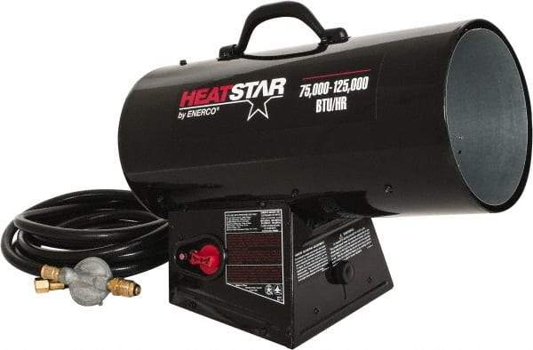 Heatstar - 75,000 to 125,000 BTU Rating, Propane Forced Air Heater - 3,000 Sq Ft Max Heating Area, 40 Lb Capacity, Fuel with Propane - Best Tool & Supply