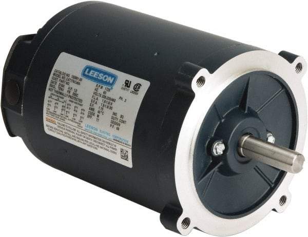 Leeson - 1/3 Max hp, 1,800 Max RPM, Electric AC DC Motor - 230/460 V Input, Three Phase, S56C Frame, C-Face Mount, TENV Enclosure - Best Tool & Supply