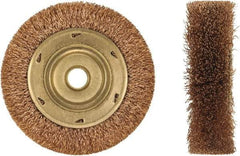 Ampco - 6" OD, 1" Arbor Hole, Crimped Phosphorus Bronze Alloy Wheel Brush - 1" Face Width, 1-3/16" Trim Length, 0.014" Filament Diam, 6,000 RPM - Best Tool & Supply