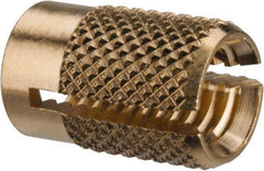 E-Z LOK - M6x1.00 Metric Coarse Brass Flush Press Fit Threaded Insert for Plastic - 1/2" OAL, 0.326" Insert Diam, 5/16" Hole Diam, 5/16" Drill - Best Tool & Supply