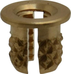 E-Z LOK - #4-40 UNC Brass Flanged Press Fit Threaded Insert for Plastic - 3/16" OAL, 0.166" Insert Diam, 5/32" Hole Diam, 5/32" Drill - Best Tool & Supply