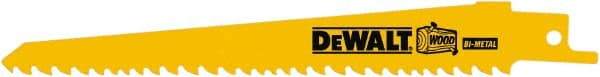 DeWALT - 6" Long x 3/4" Thick, Bi-Metal Reciprocating Saw Blade - Straight Profile, 5 to 8 TPI, Toothed Edge, Tang Shank - Best Tool & Supply