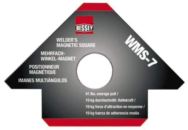 Bessey - 4-3/4" Wide x 9/16" Deep x 3-1/4" High Magnetic Welding & Fabrication Square - 41 Lb Average Pull Force - Best Tool & Supply