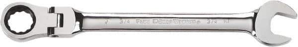 GearWrench - 9/16" 12 Point Flexhead Combination Wrench - Chrome Vanadium Steel, Full Polish Finish - Best Tool & Supply