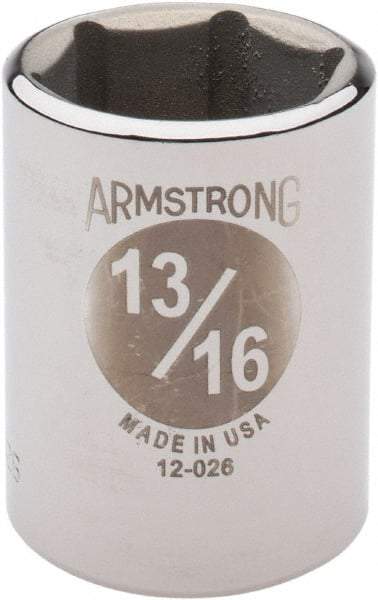 Armstrong - 13/16", 1/2" Drive, Standard Hand Socket - 6 Points, 1-29/64" OAL - Best Tool & Supply