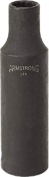 Armstrong - 9/16", 1/2" Drive, Deep Hand Socket - 12 Points, 3-13/64" OAL, Black Finish - Best Tool & Supply