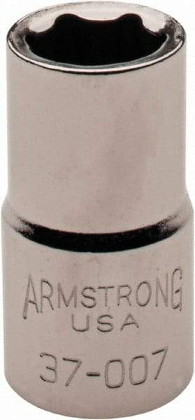 Armstrong - 1/4" Drive, Standard Hand Socket - 6 Points, 27/32" OAL, Chrome Finish - Best Tool & Supply