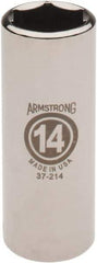 Armstrong - 1/4" Drive, Deep Hand Socket - 6 Points, 1-15/16" OAL, Chrome Finish - Best Tool & Supply