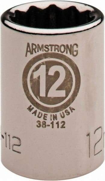 Armstrong - 3/8" Drive, Standard Hand Socket - 12 Points, 57/64" OAL, Chrome Finish - Best Tool & Supply