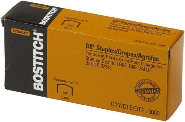 Stanley Bostitch - 1/4" Leg Length, Steel Standard Staples - 30 Sheet Capacity, For Use with Bostitch B8 Staplers - Best Tool & Supply