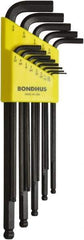 Bondhus - 13 Piece, L-Key Ball End Hex Key Set - 0.05 to 3/8" Range, Protanium High Torque Steel - Best Tool & Supply