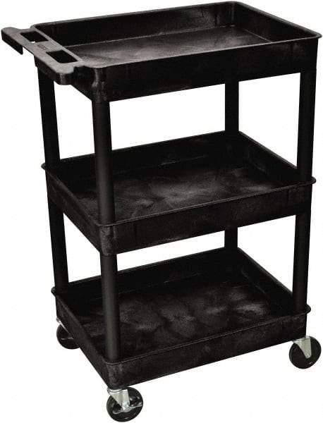 Luxor - 300 Lb Capacity, 24" Wide x 18" Long x 38" High Shelf Cart - 3 Shelf, Plastic - Best Tool & Supply