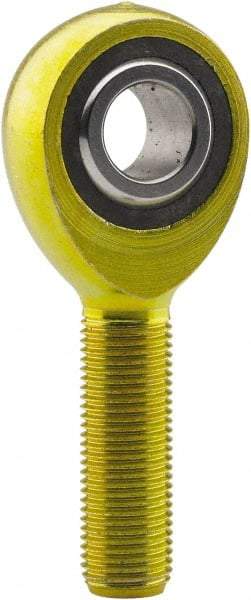 Made in USA - 3/4" ID, 1-3/4" Max OD, 10,937 Lb Max Static Cap, Plain Male Spherical Rod End - 3/4-16 RH, 1-3/4" Shank Length, Carbon Steel with Plastic Raceway - Best Tool & Supply