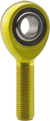 Made in USA - 5/8" ID, 1-1/2" Max OD, 7,400 Lb Max Static Cap, Plain Male Spherical Rod End - 5/8-18 RH, 1-5/8" Shank Length, Carbon Steel with Plastic Raceway - Best Tool & Supply