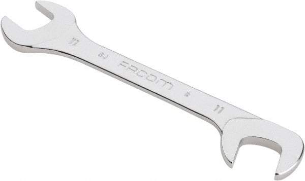 Facom - 11mm Stubby Extra Thin Open End Wrench - 3-15/16" OAL, Double End, Satin Finish, 15° & 75° Head Angle - Best Tool & Supply