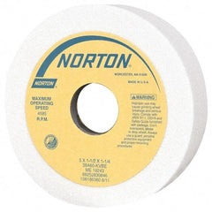 Norton - 5" Diam, 1-1/4" Hole Size, 1-1/2" Overall Thickness, 60 Grit, Type 6 Tool & Cutter Grinding Wheel - Medium Grade, Aluminum Oxide, K Hardness, Vitrified Bond, 4,585 RPM - Best Tool & Supply