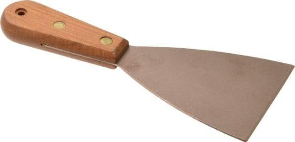 Ampco - 3-1/2" Wide Nickel Copper Putty Knife - Stiff, Wood Handle, 8-1/2" OAL - Best Tool & Supply