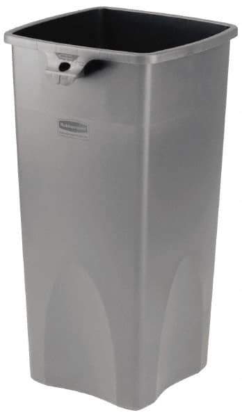 Rubbermaid - 23 Gal Gray Square Trash Can - Polyethylene, 30.9" High x 16-1/2" Long x 15-1/2" Wide - Best Tool & Supply