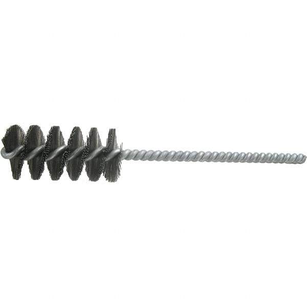 Brush Research Mfg. - 5/8" Diam Helical Steel Tube Brush - Single Spiral, 0.008" Filament Diam, 1-1/2" Brush Length, 5" OAL, 0.19" Diam Galvanized Steel Shank - Best Tool & Supply